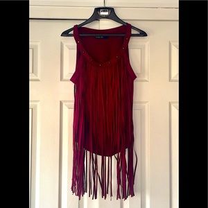 Maroon fringe top